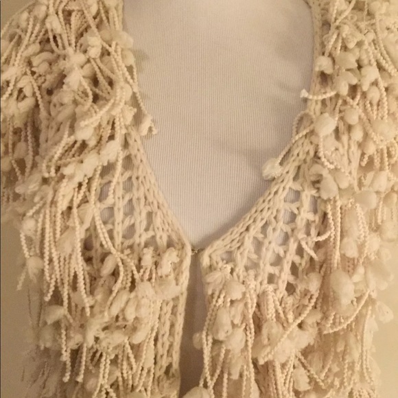 Camille & Co ivory fringe sweater vest NWT - Picture 4 of 8